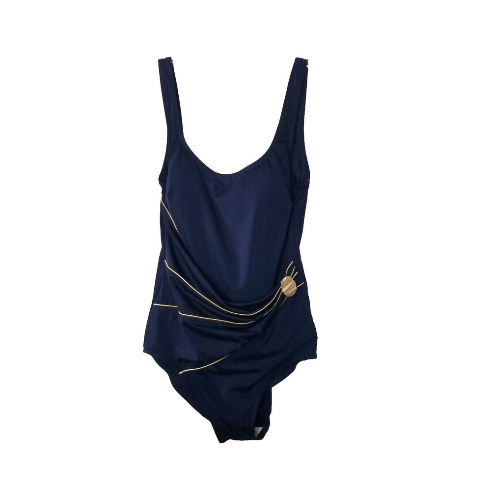 Roxanne Classics One Piece Swimsuit Women Size 14/38C Black Gold